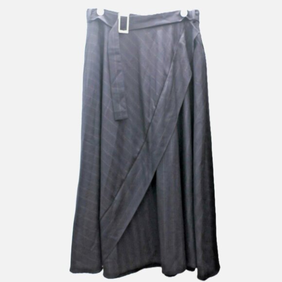 Women's Skirt Hailey Pinstripe Flair Skirt Navy Lined Belt Size 14 NWT - Picture 1 of 3